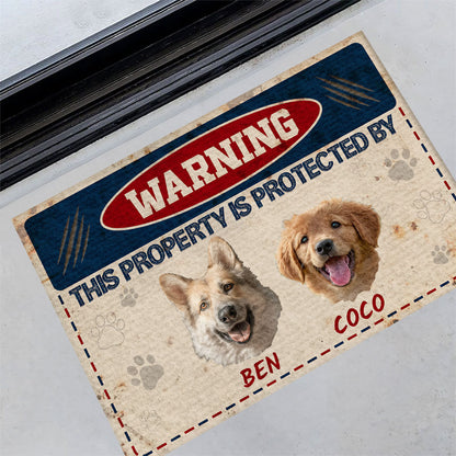 Warning This Property Is Protected - Personalized Doormat GDMJS10091