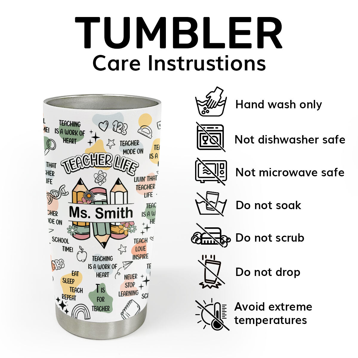 Teacher Life - Personalized Stainless Steel Tumbler 20oz