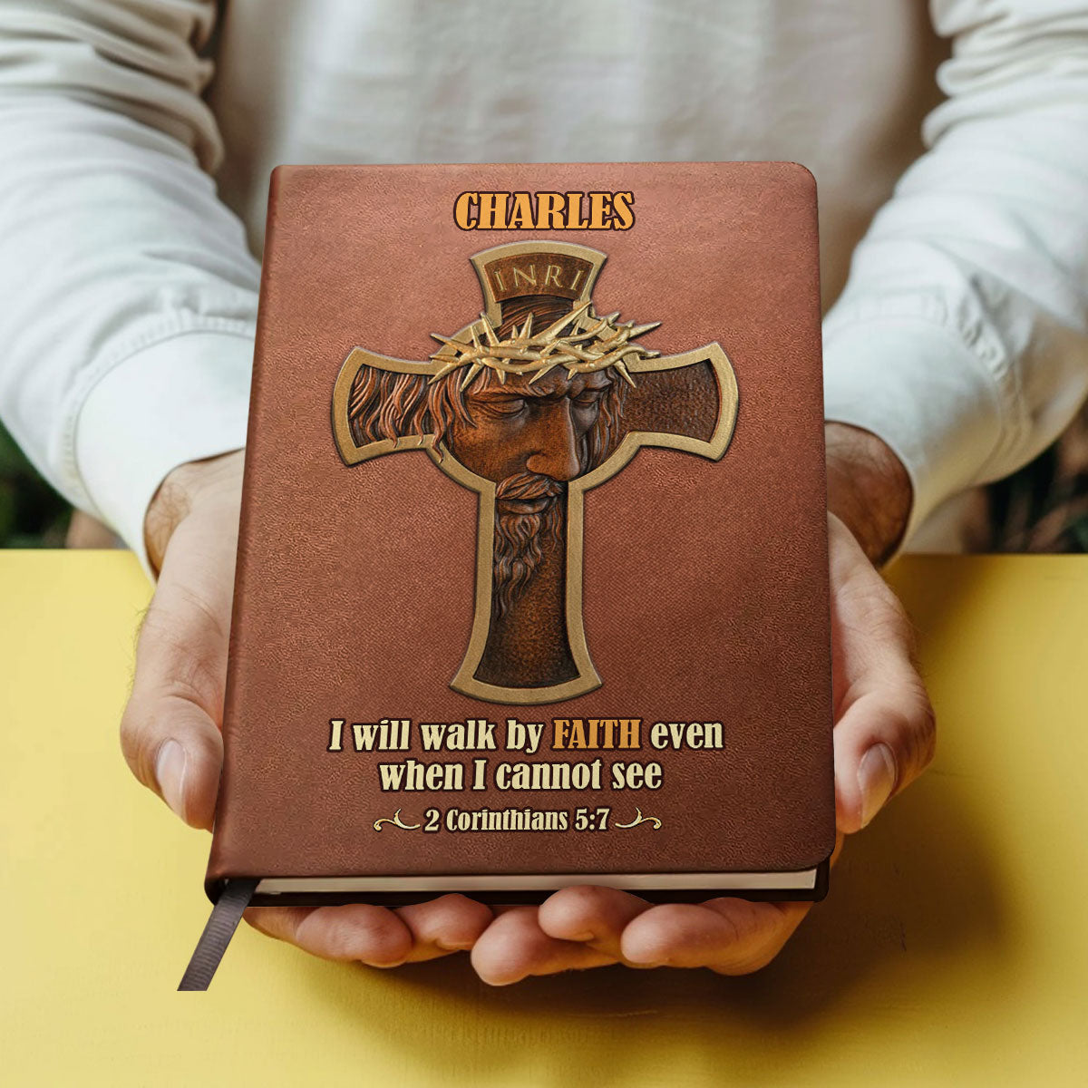 I Will Walk By Faith - Personalized Leather Notebook GMJSNB200126