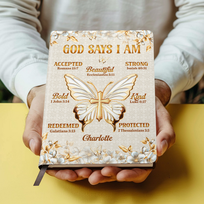 God Says I Am - Personalized Leather Cover Notebook GMJSNB200026