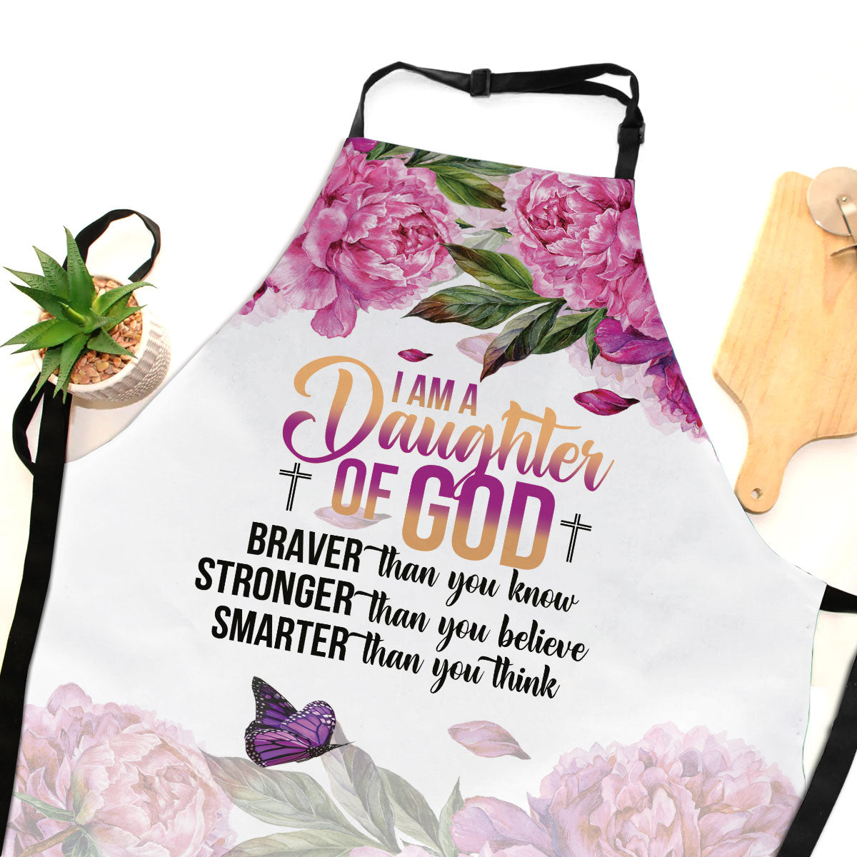 I Am A Daughter Of God - Apron With Tie Back Floral