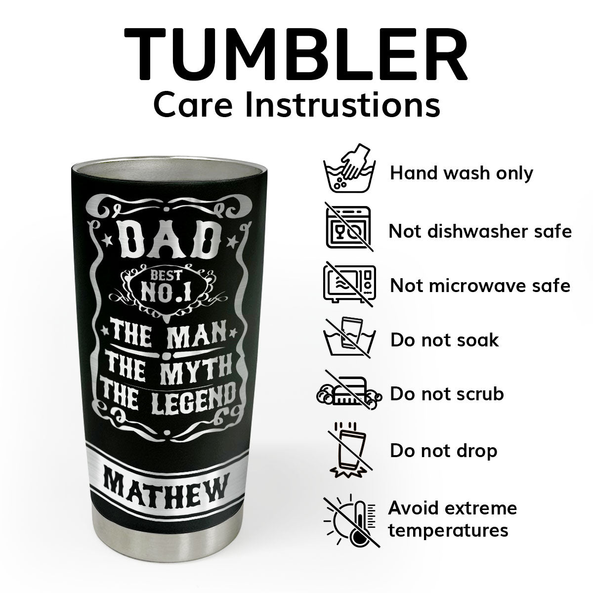 The Man The Myth The Legend - Personalized Stainless Steel Tumbler