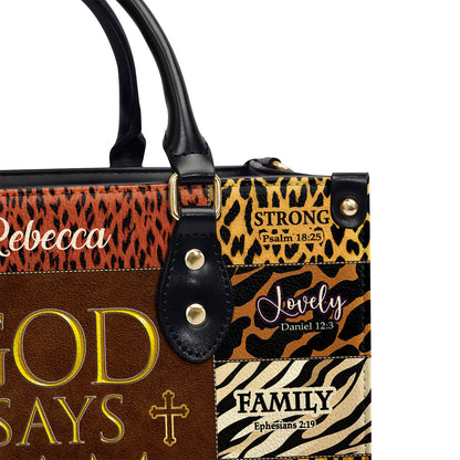 God Says I Am Unique - Personalized Leather Handbag GMJSLB200011