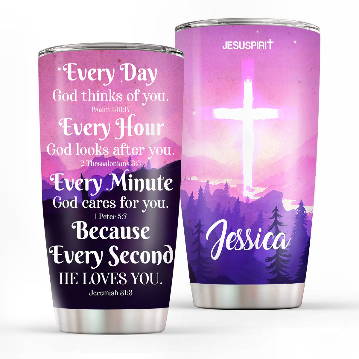 God Thinks Of You - Personalized Cross Tumbler