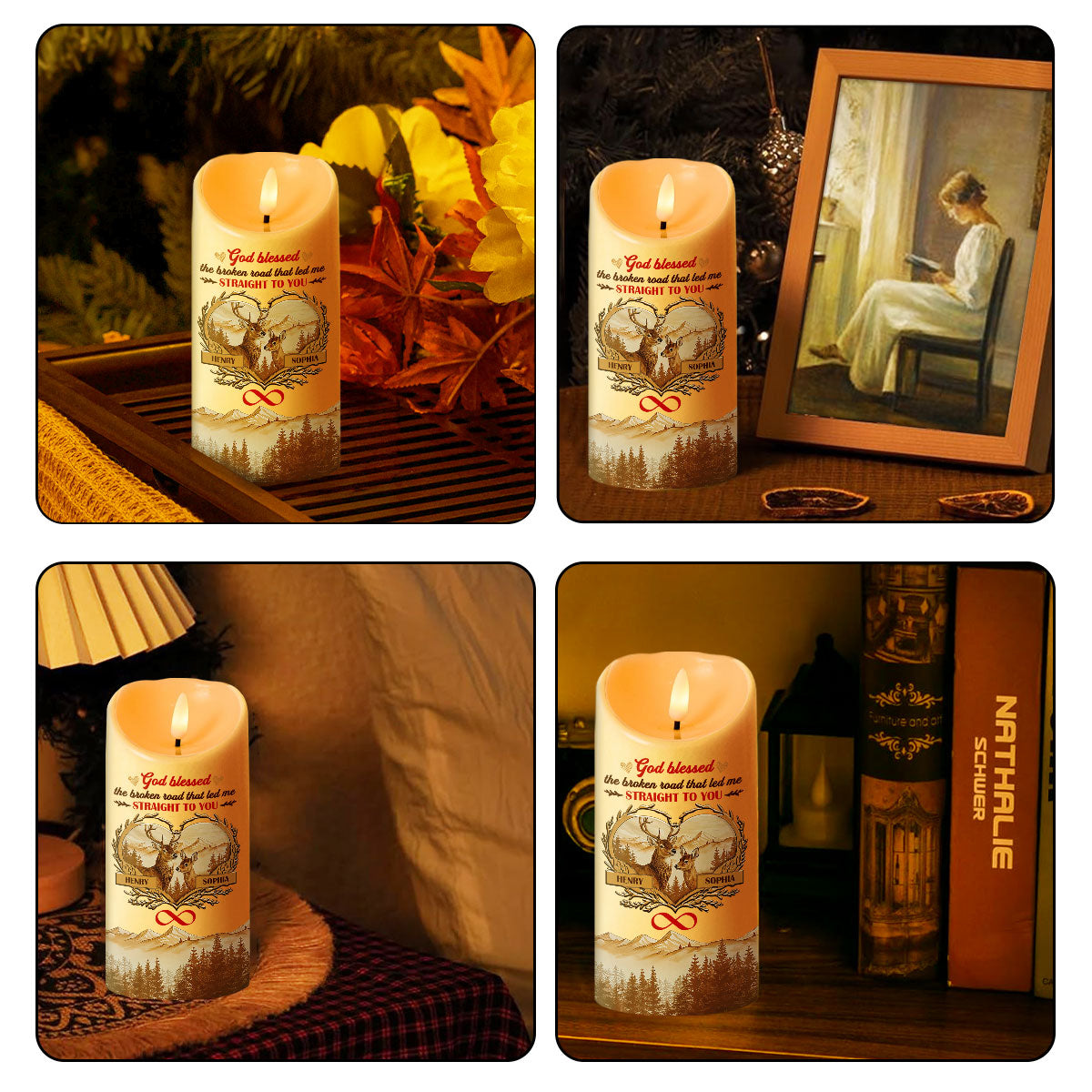 God Blessed The Broken Road - Personalized Flameless LED Candle