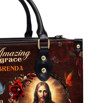 Jesus Amazing Grace - Leather Handbag - Personalized Christian Gift GMJSLB200023