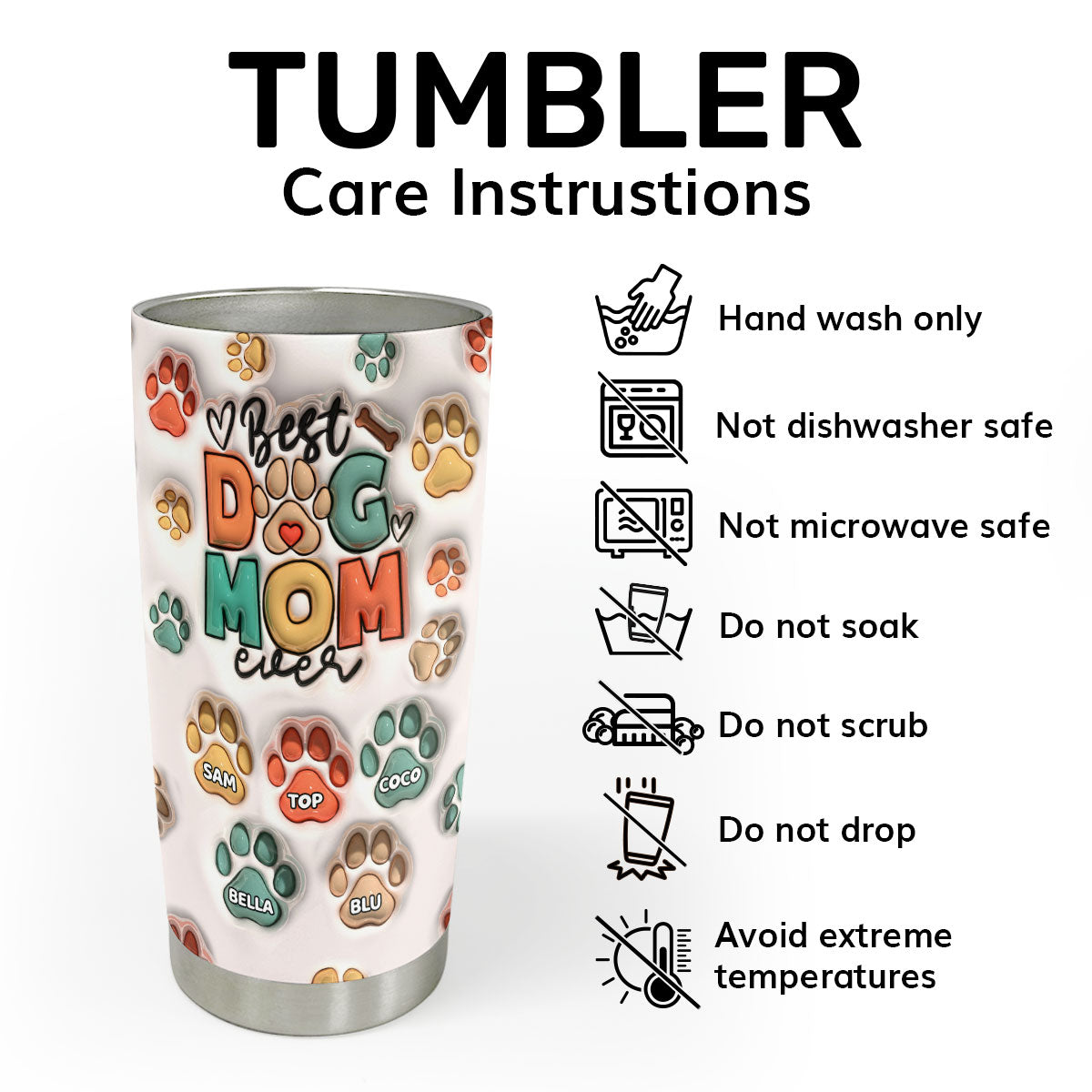 Best Dog Mom Ever - Personalized Stainless Steel Tumbler