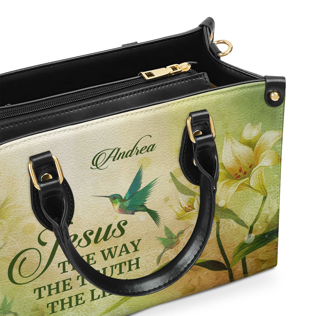 Jesus The Way The Truth The Life - Personalized Leather Handbag GMJSLB200079