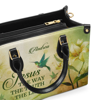 Jesus The Way The Truth The Life - Personalized Leather Handbag GMJSLB200079