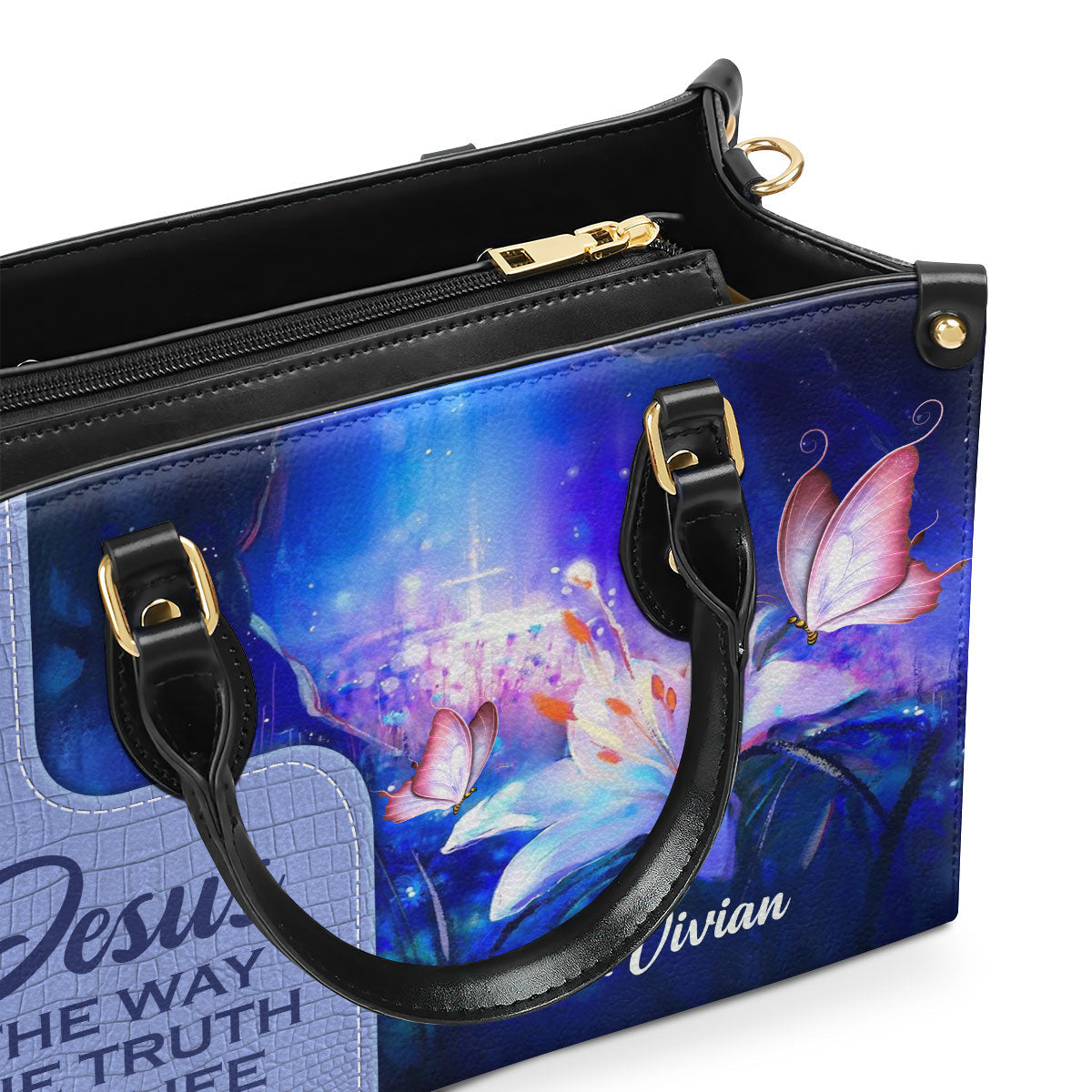 Jesus The Way The Truth The Life - Personalized Leather Handbag GMJSLB200100