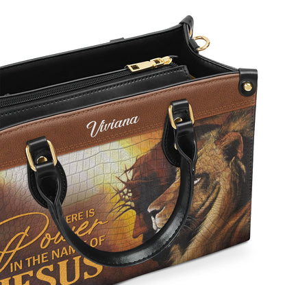 There Is Power In The Name Of Jesus - Personalized Leather Handbag GMJSLB200097