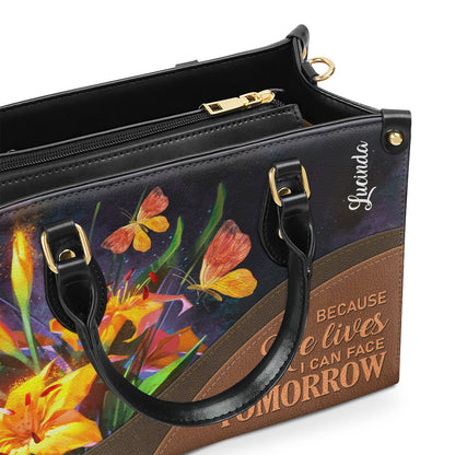 Because He Lives - Personalized Leather Handbag GMJSLB200096