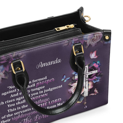 No Weapon Formed Against You Shall Prosper - Personalized Leather Handbag GMJSLB200085