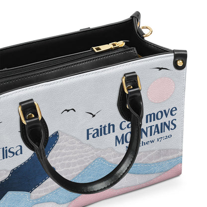Faith Can Move Mountains - Personalized Leather Handbag GMJSLB200089