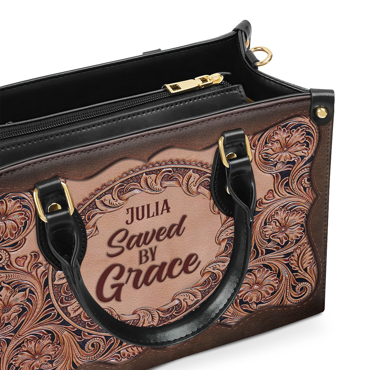 Saved By Grace - Personalized Leather Handbag - Gift For Her GMJSLB200087