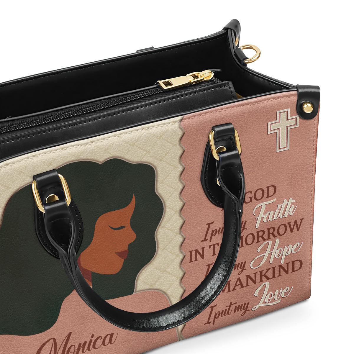 In God I Put My Faith - Personalized Leather Handbag GMJSLB200107
