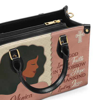 In God I Put My Faith - Personalized Leather Handbag GMJSLB200107