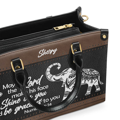 May The Lord Shine On You - Personalized Leather Handbag GMJSLB200099