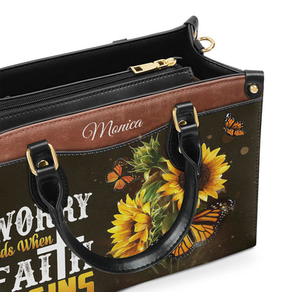 Faith-Inspired - Personalized Leather Handbag Butterfly Design GMJSLB200094