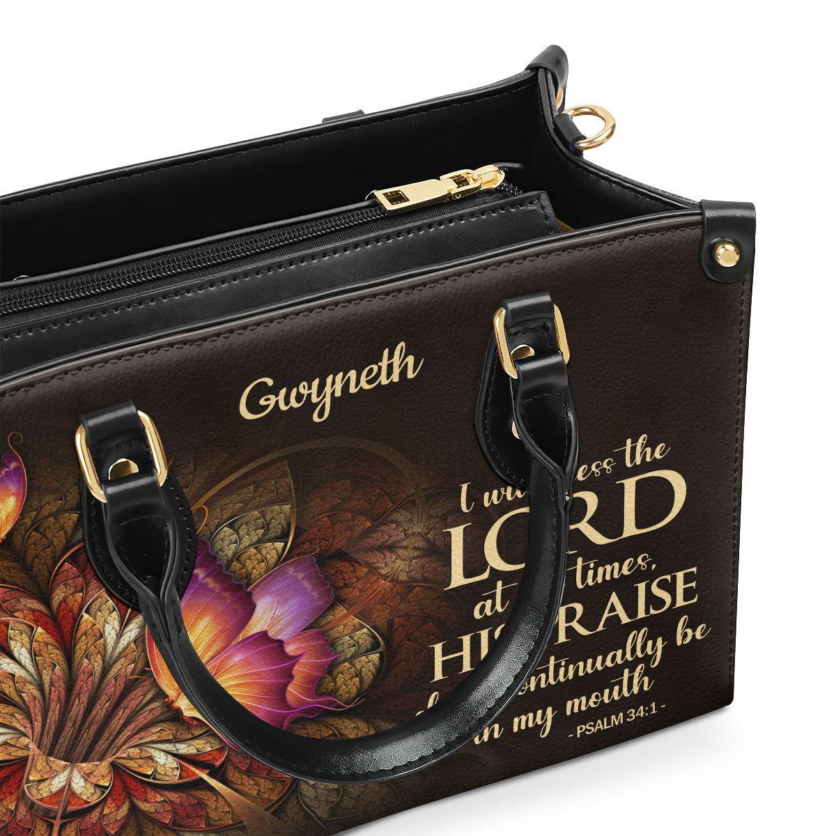 I Will Bless The Lord At All Times - Personalized Leather Handbag GMJSLB200087