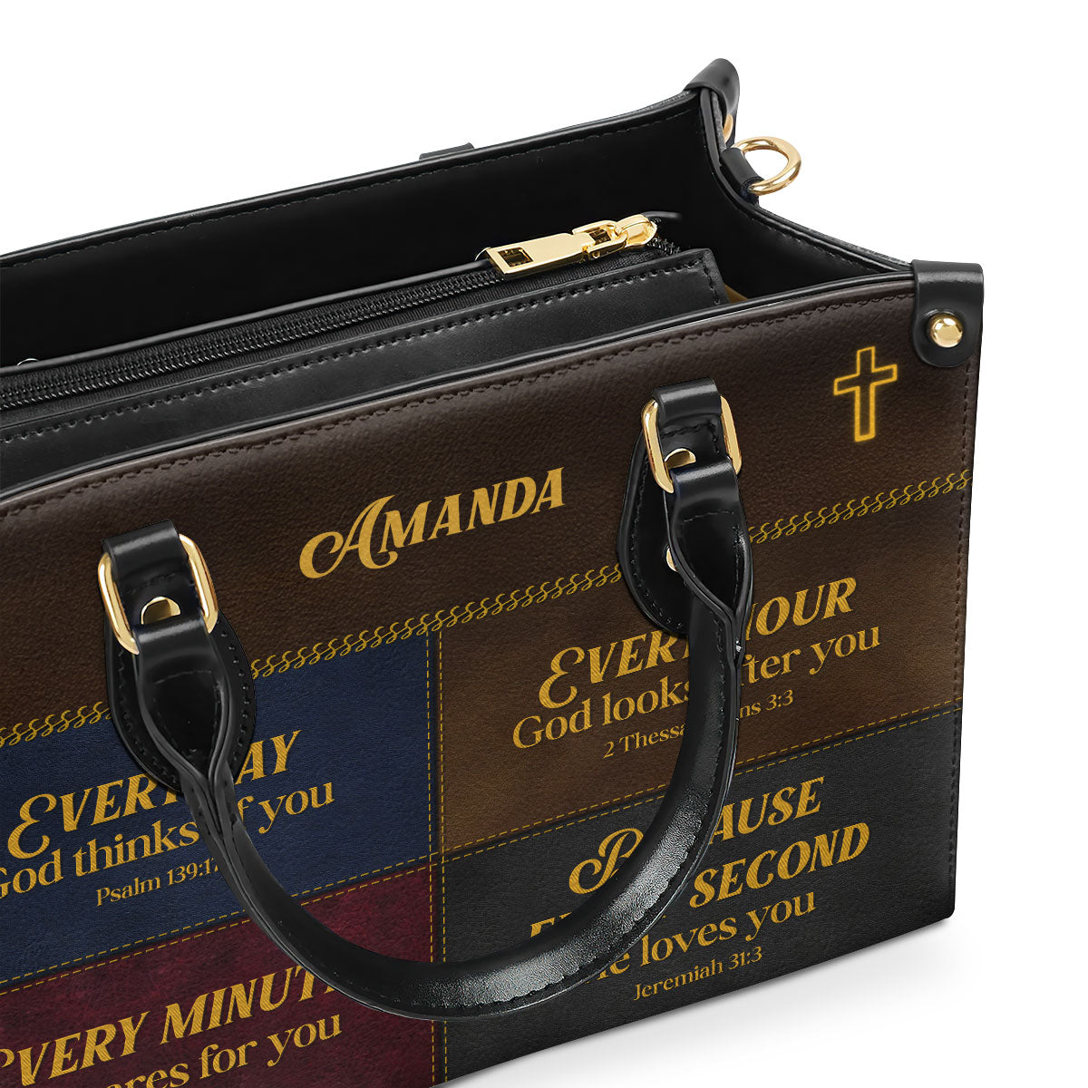 Gift For Christian Woman - Everyday God Thinks Of You - Personalized Leather Handbag Custom Name Inspirational Faith GMJSLB200075