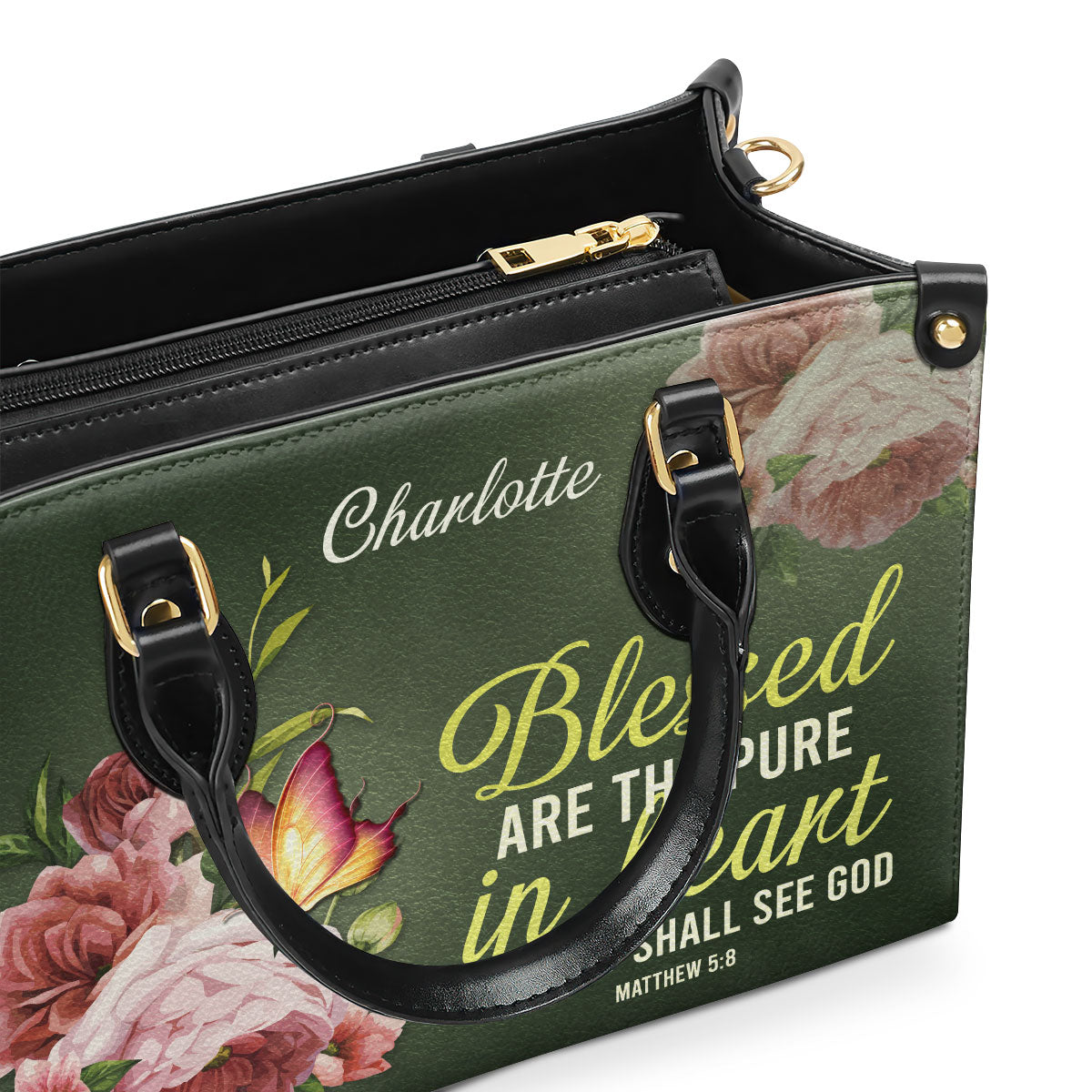Blessed Are The Pure In Heart - Personalized Leather Handbag GMJSLB200070