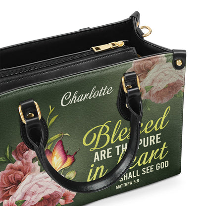 Blessed Are The Pure In Heart - Personalized Leather Handbag GMJSLB200070
