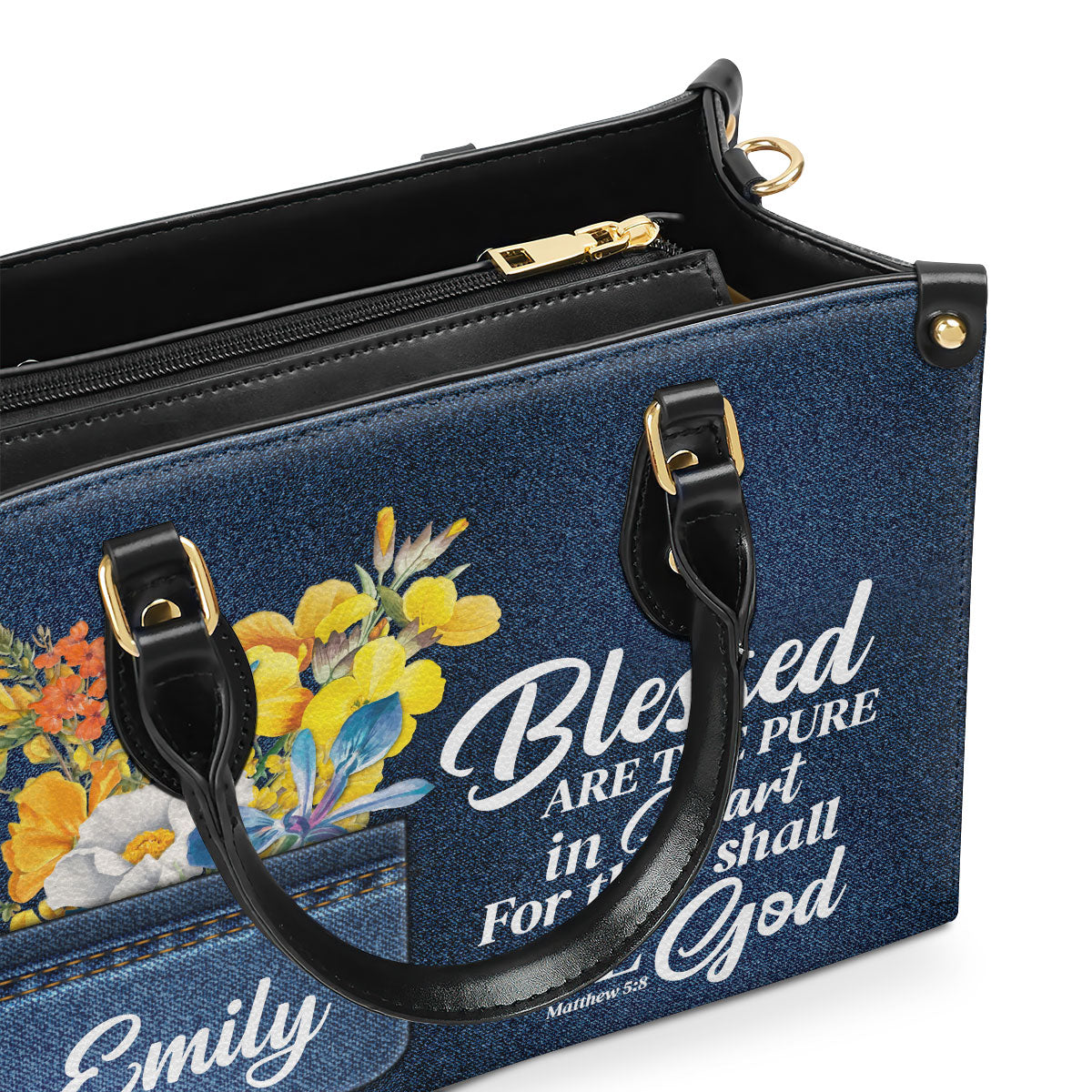 Blessed Are The Pure In Heart - Personalized Leather Handbag GMJSLB200069