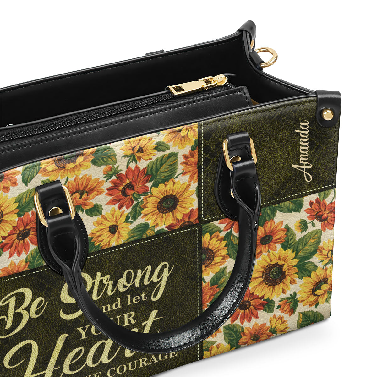 Be Strong and Let Your Heart Take Courage - Personalized Leather Handbag GMJSLB200050