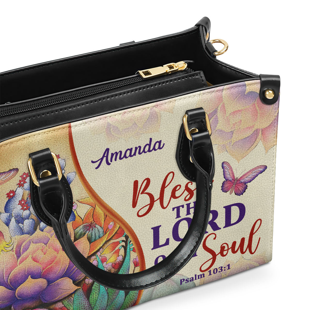 Psalm 103:1 Gift for Women - Personalized Leather Handbag GMJSLB200083