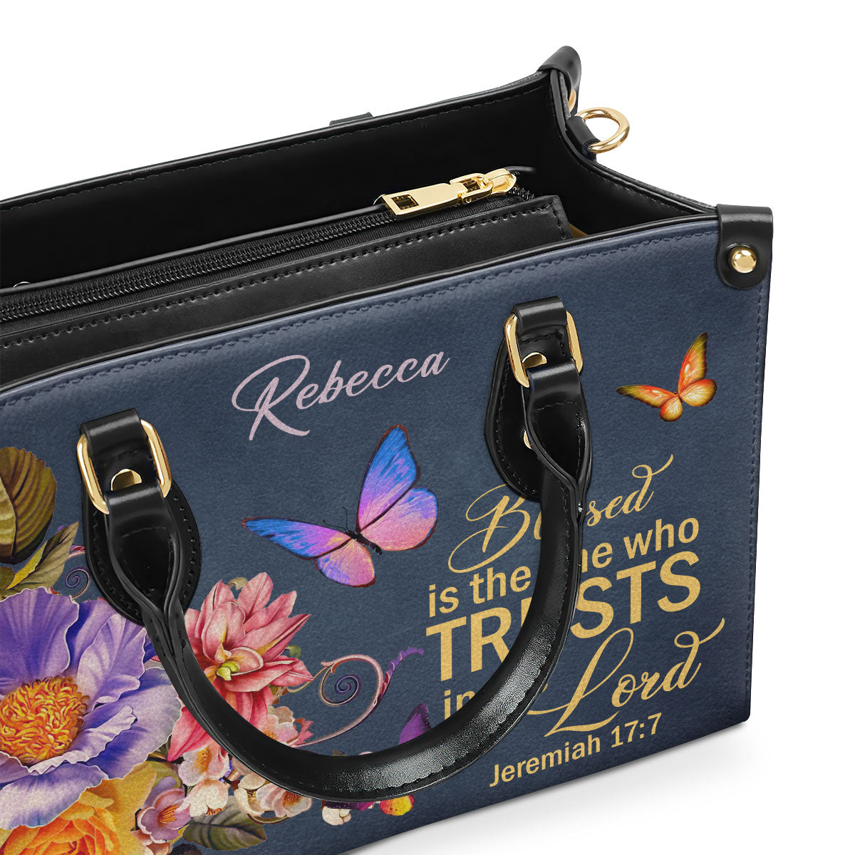 Blessed Is The Woman Who Trusts In The Lord - Personalized Leather Handbag GMJSLB200082
