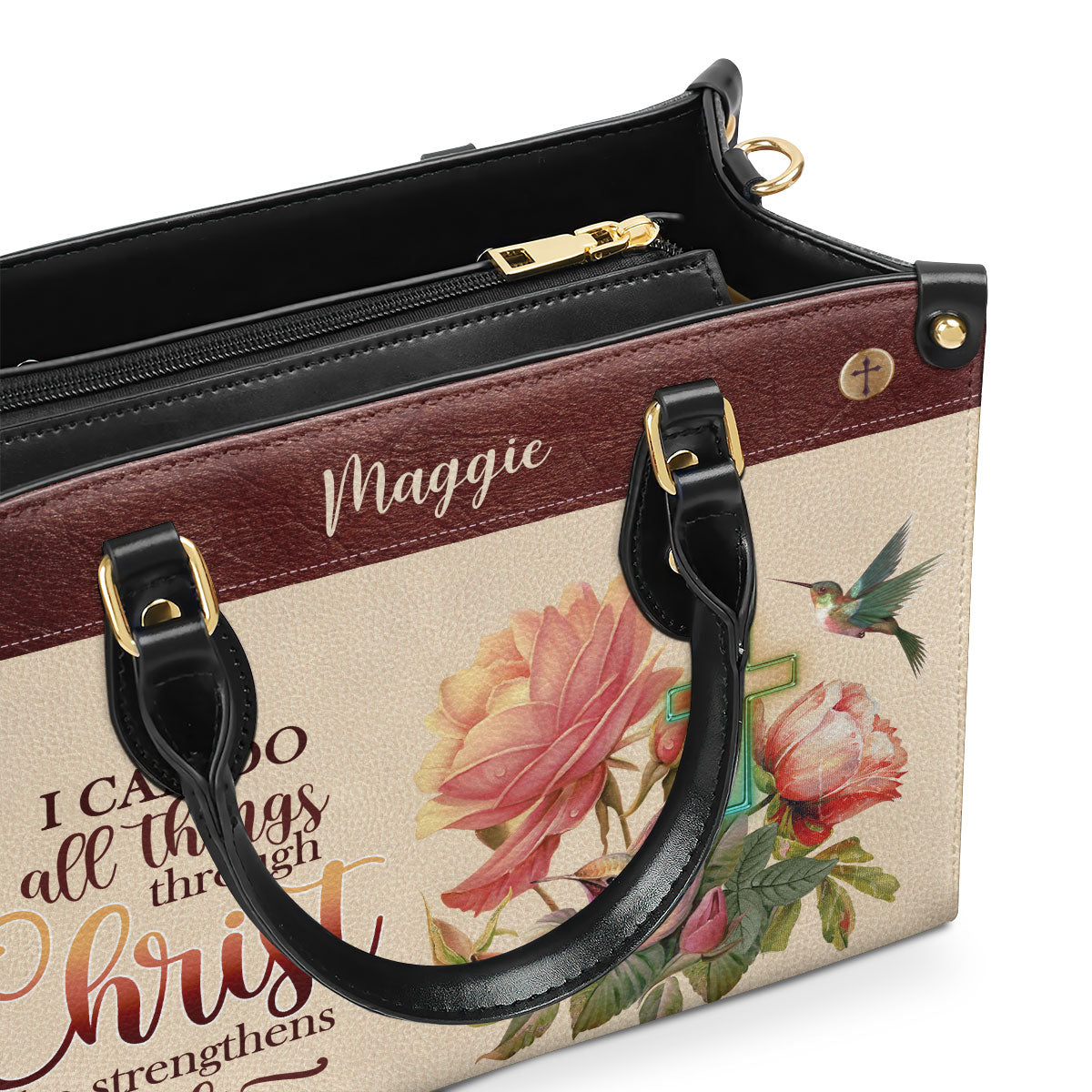 I Can Do All Things Through Christ - Personalized Leather Handbag GMJSLB200081