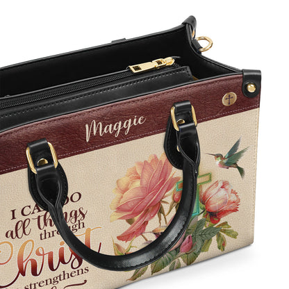 I Can Do All Things Through Christ - Personalized Leather Handbag GMJSLB200081
