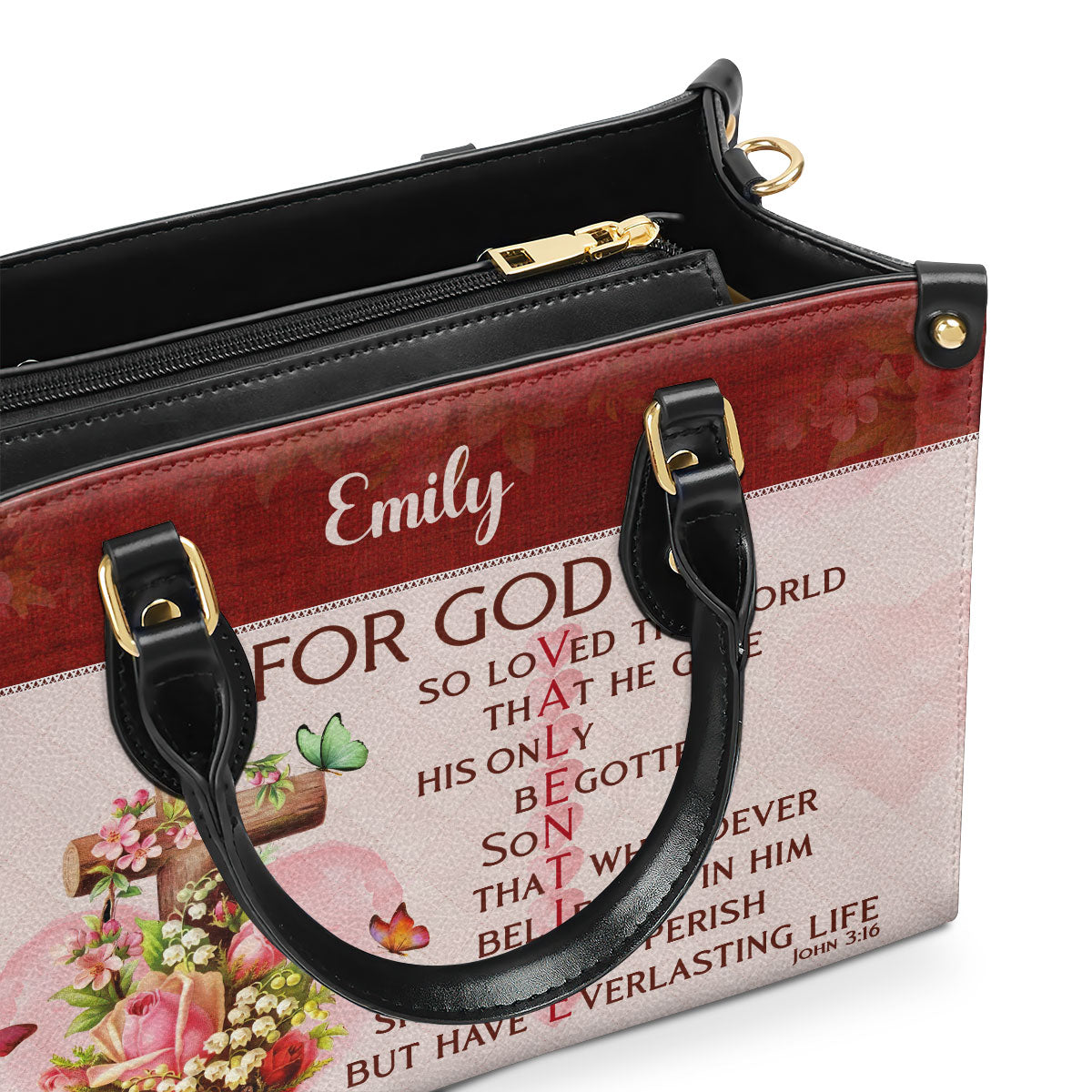 John 3:16 Gift for Women - Personalized Leather Handbag GMJSLB200067