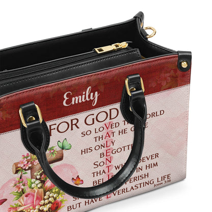 John 3:16 Gift for Women - Personalized Leather Handbag GMJSLB200067