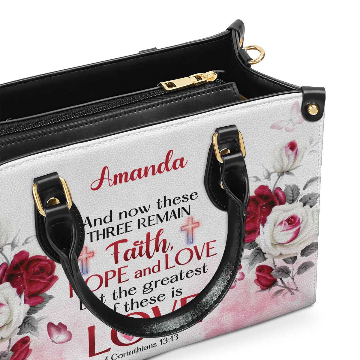 Corinthians 13:13 Inspirational Bag - Personalized Leather Handbag GMJSLB200066