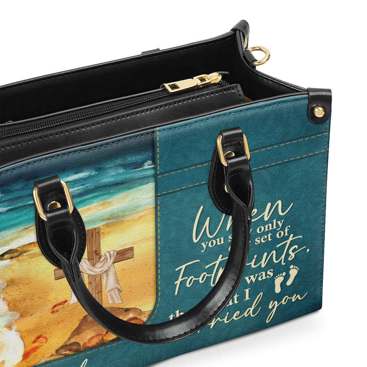 Footprints In The Sand - Personalized Leather Handbag GMJSLB200086