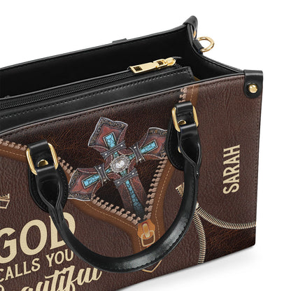 God Calls You Beautiful - Personalized Leather Handbag GMJSLB200100