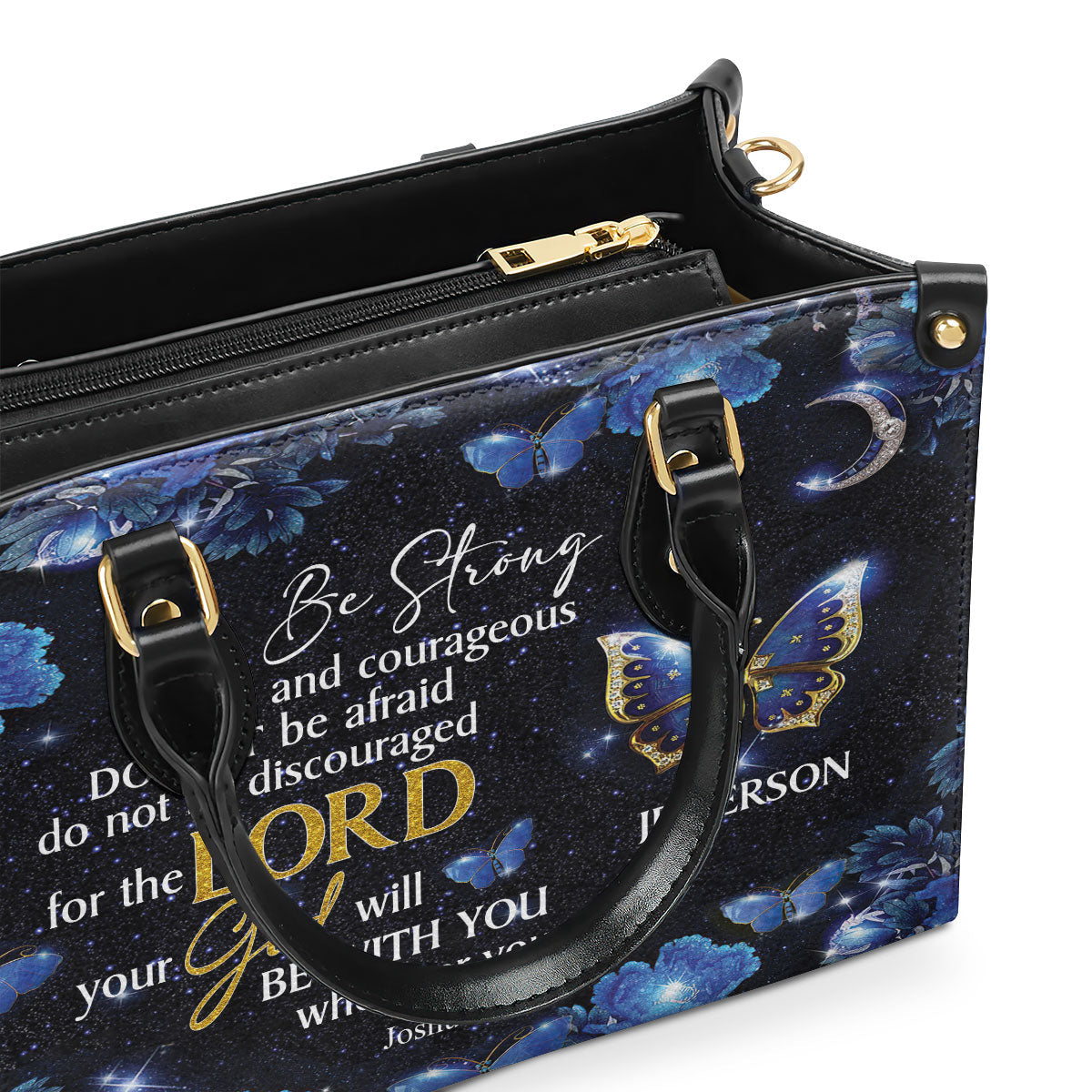 Be Strong And Courageous - Personalized Leather Handbag GMJSLB200086