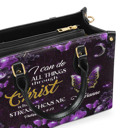 Philippians 4:13 - Personalized Leather Handbag GMJSLB200102
