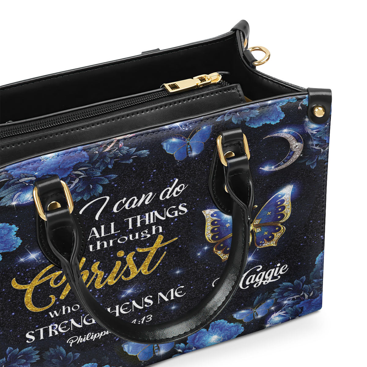 I Can Do All Things Faith Quote - Personalized Leather Handbag GMJSLB200087