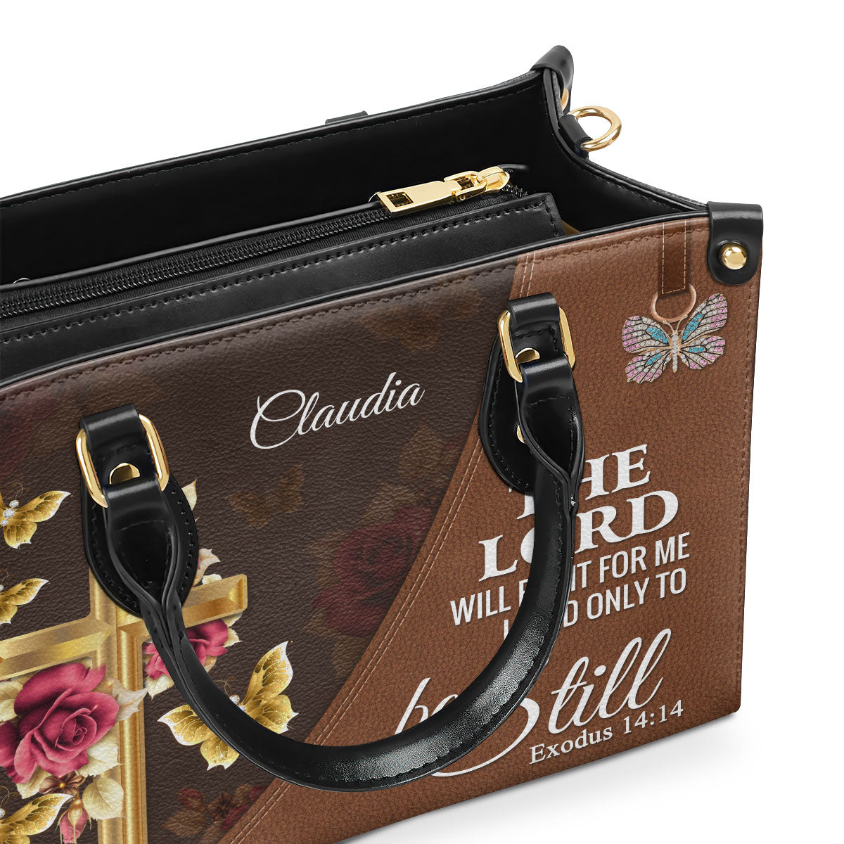 The Lord Will Fight For Me - Personalized Leather Handbag GMJSLB200096