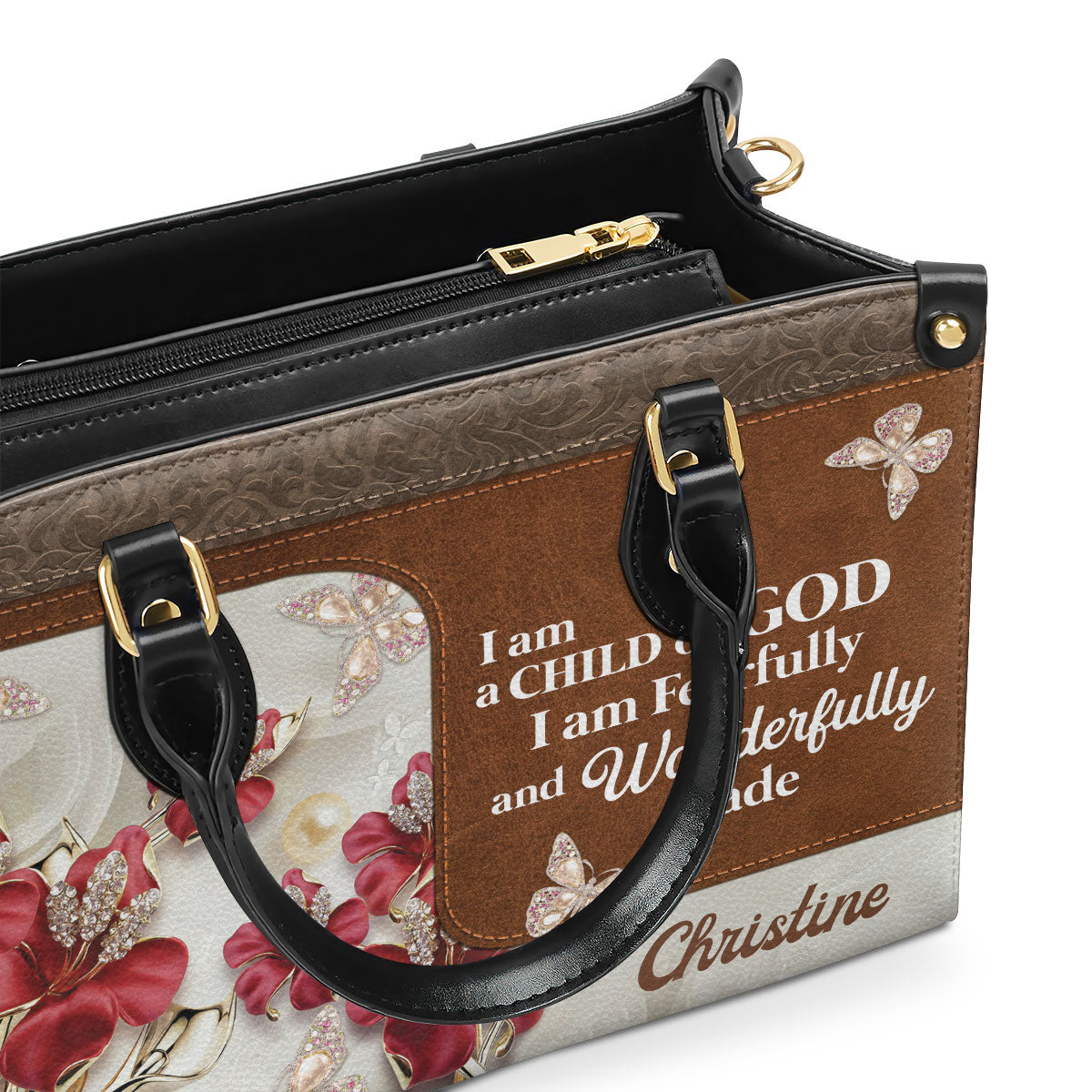I Am A Child Of God Quote - Personalized Leather Handbag GMJSLB200109