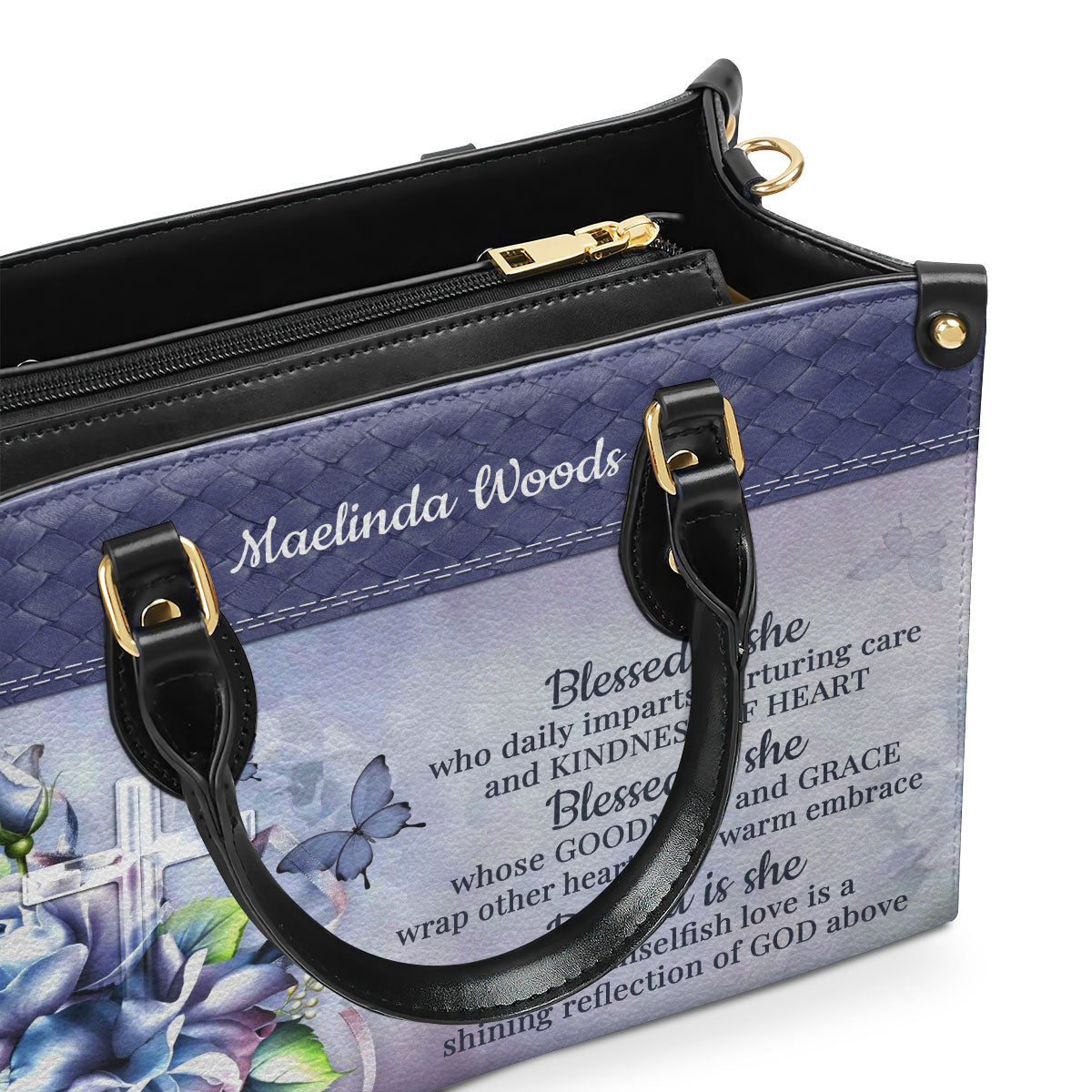 Blessed Is She Who Daily Imparts - Personalized Leather Handbag GMJSLB200095
