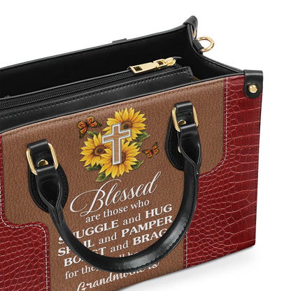 Blessed Are Those Who Spoil And Pamper - Personalized Sunflower Leather Handbag GMJSLB200097