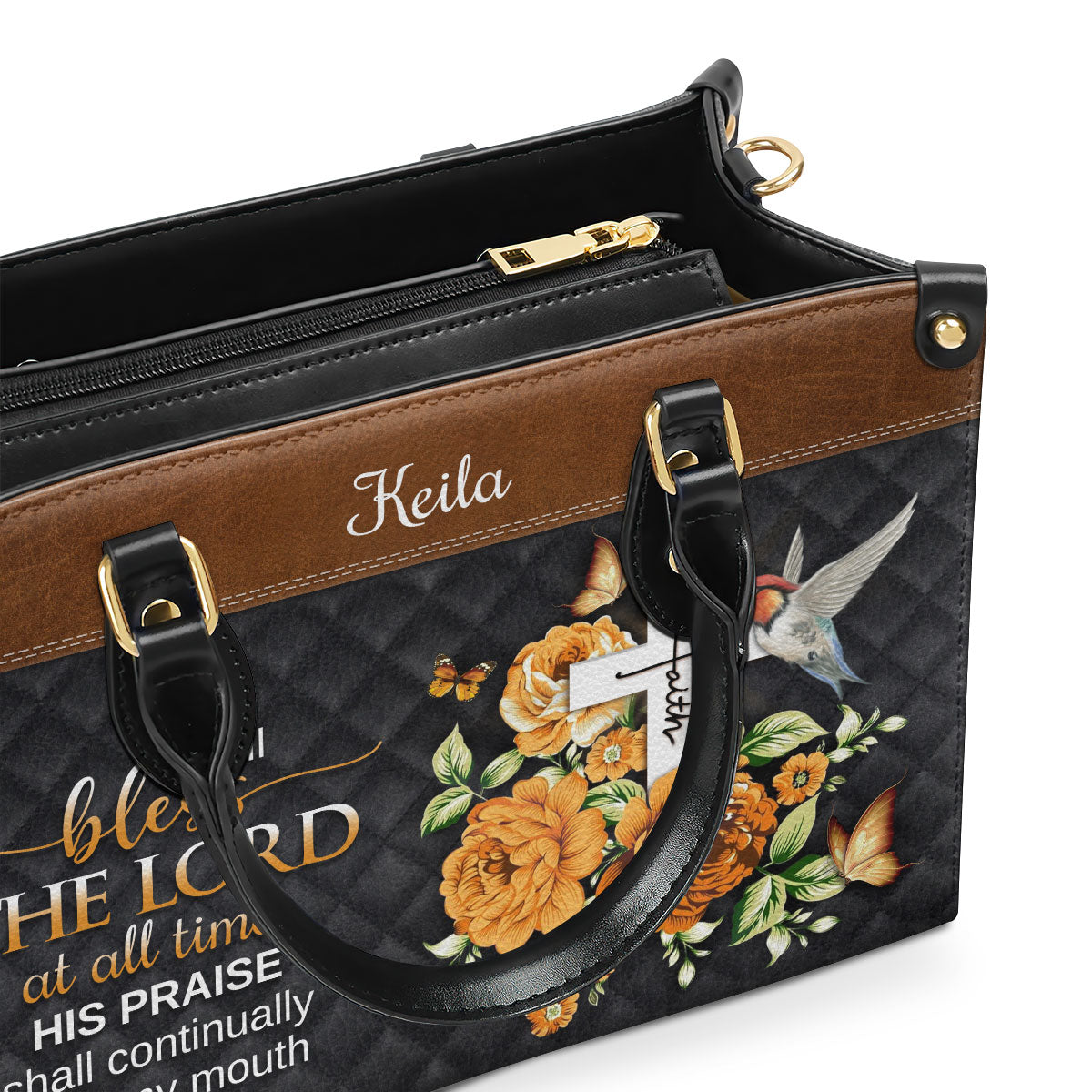 I Will Bless The Lord At All Times - Personalized Leather Handbag GMJSLB200082