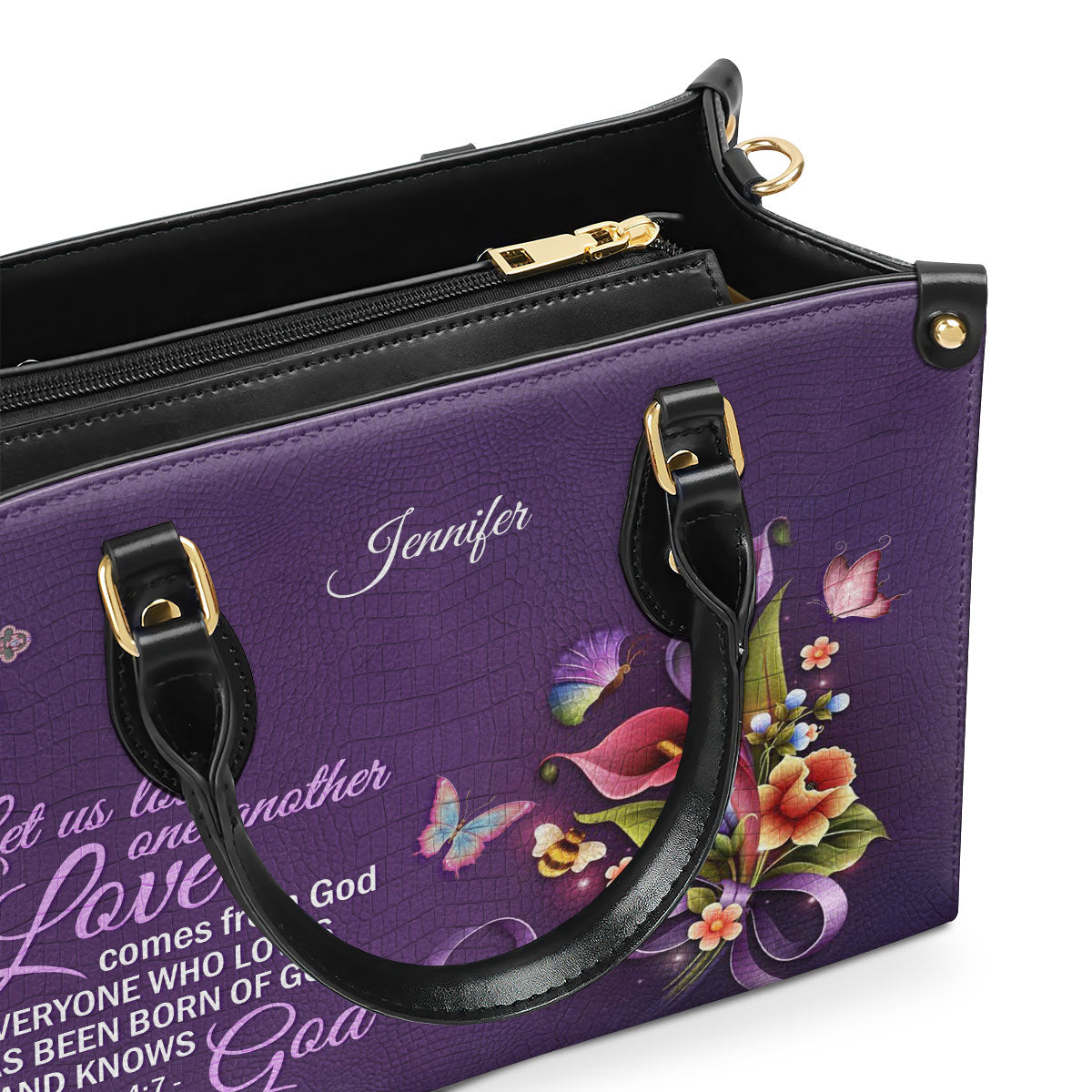 Everyone Who Loves Has Been Born Of God - Personalized Leather Handbag GMJSLB200079