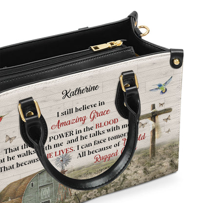 Faith Quote - Personalized Leather Handbag GMJSLB200094