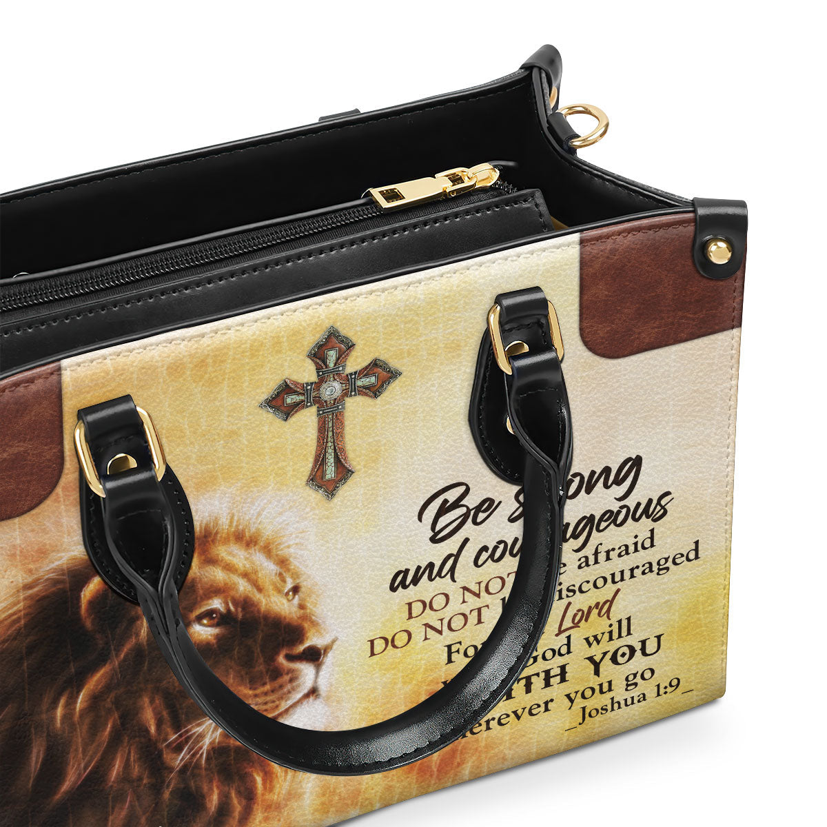 Be Strong And Courageous - Personalized Leather Handbag GMJSLB200079