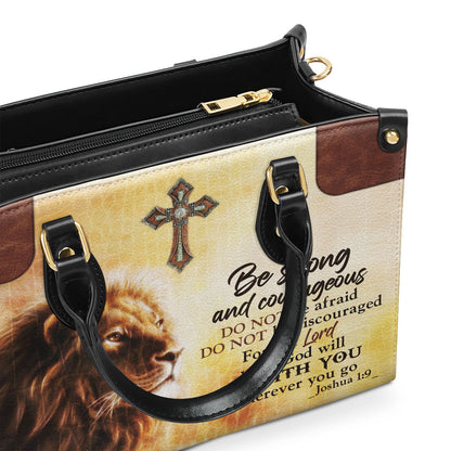 Be Strong And Courageous - Personalized Leather Handbag GMJSLB200079